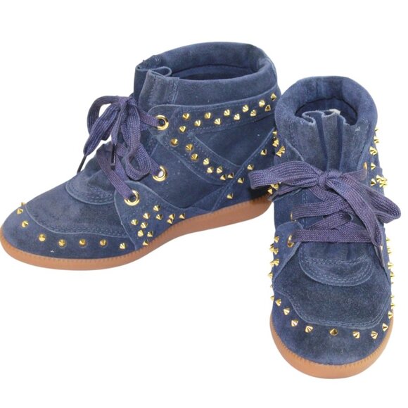 Schutz Sailfish Dark Blue Suede Hidden Wedge Lace-Up Sneaker Size 6 - Picture 8 of 11